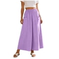thumbnail image 2 of BRGZLK 2026 Summer Ankle Skirt For Women Fashion Casual Solid Color Casual Comfy Long Skirts with Pockets Versatile Elastic Waist Flowy A-Line Skirts, 2 of 7