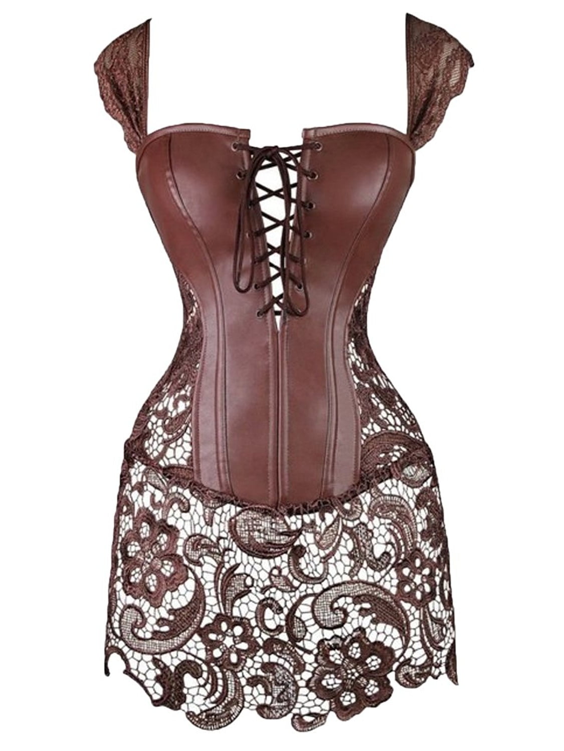 MISS MOLY Miss Moly Women Steampunk Faux Leather Bustier Sexy Dress