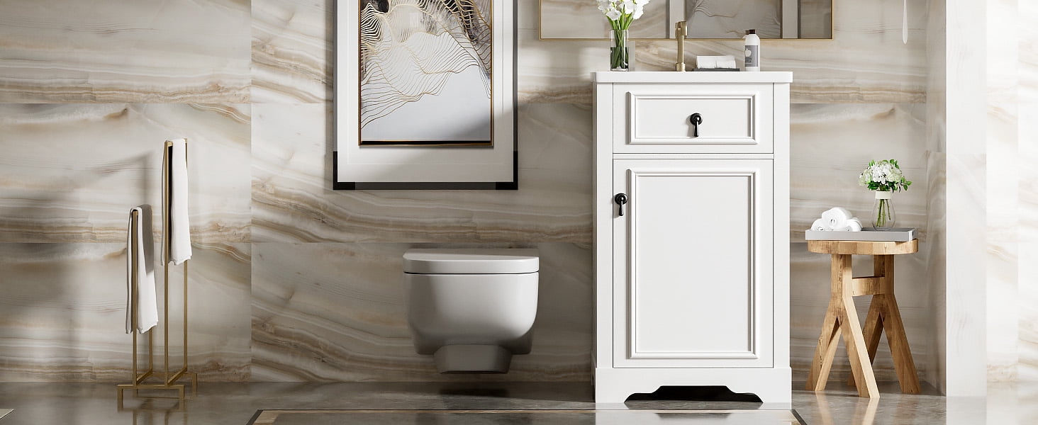MAYEERTY 20" Bathroom Vanity - With Ceramic Sink, Soft-Close Door & Adjustable Shelf, Small-Space Organizer