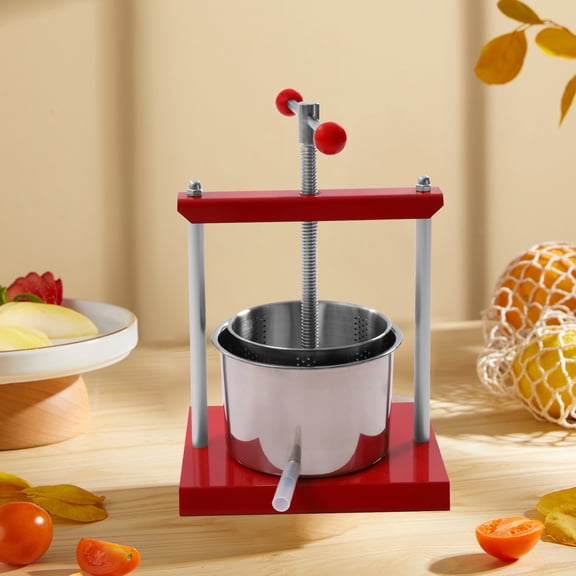 Durable 1.6Gal Stainless Steel Cheese Tincture Herb Fruit Wine Manual Press for Homes, Farms, Apiaries