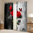 thumbnail image 2 of Ensemble de Rideaux de Fenêtre Roses Rouges de 2 Panneaux, Rideaux Rétro Hippie Graffiti Noir et Blanc, Rideaux Romantiques de la Saint-Valentin pour la Décoration de Chambre d'Enfants Garçons, 52wx63l Pouces, 2 of 6