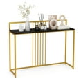 thumbnail image 1 of Costway 47" Long Entryway Table with Baffle Home Golden Metal Frame Foyer Table Faux Marble Black, 1 of 10