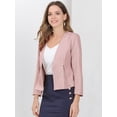 thumbnail image 2 of Oficina de trabajo para mujer, sin cuello, con cremallera, abrigo corto, traje, chaqueta, chaqueta cortada Rosa XL, 2 of 6