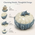 thumbnail image 4 of Ceramic Jewelry Box, Vintage Decorative Trinket Box with Lid, Jewelry Gift Organizer for Earrings and Rings (Blue), 4 of 8
