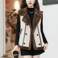 thumbnail image 4 of HTNBO Sherpa Vest Womens Faux Fur Lapel Fuzzy Waistcoat Sleeveless Jackets Fleece Lined Plush Edge Warm Gilet, 4 of 6