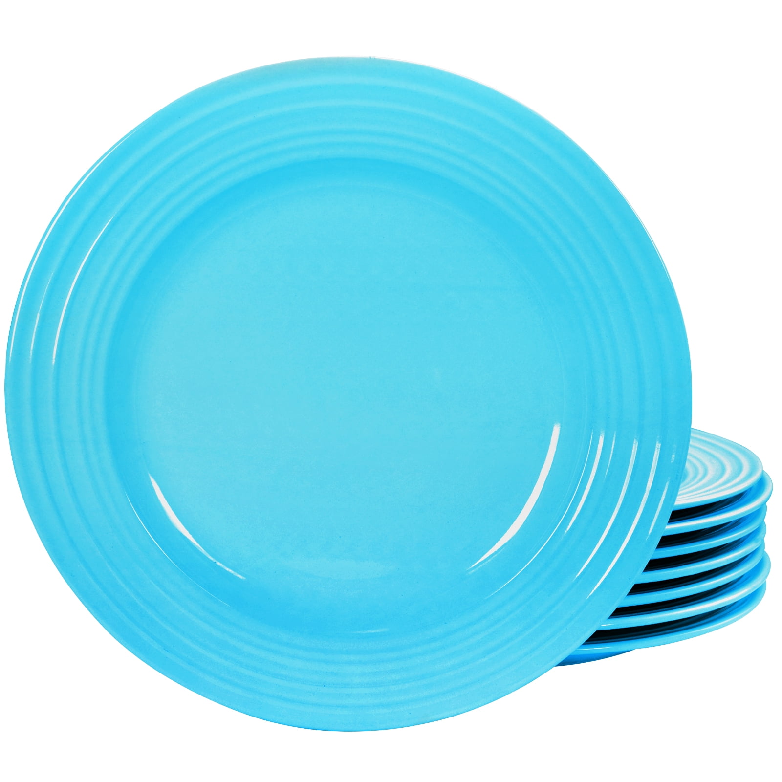 Plaza Cafe 10.5" Dinner Plate Set in Turquoise, Set of 8