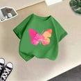 thumbnail image 2 of CUZIBR Girls Tops Kid Cute Print Graphic Round Neck Short Sleeve Summer Casual T Shirt Tee Dailywear,Green,5-6 Years, 2 of 4