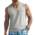 thumbnail image 2 of Mens Sleeveless Cotton Tank Tops Workout Cut Off Solid Color Muscle Shirts Gym Casual Beach Summer Tee with Pocket, M, 2 of 9