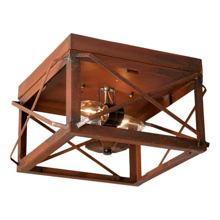 

Irvins Country Tinware Irvin s Country Tinware Double Ceiling Light with Folded Bars in Rustic Tin