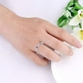 thumbnail image 3 of 925 Sterling Silver Half Eternity CZ Rings, Round & Milgrain Cubic Zirconia Wedding Bands Thin Stackable Birthstone Bands Ring Jewelry Gift for Women Wife Girlfriend, Size 5-10, 3 of 6