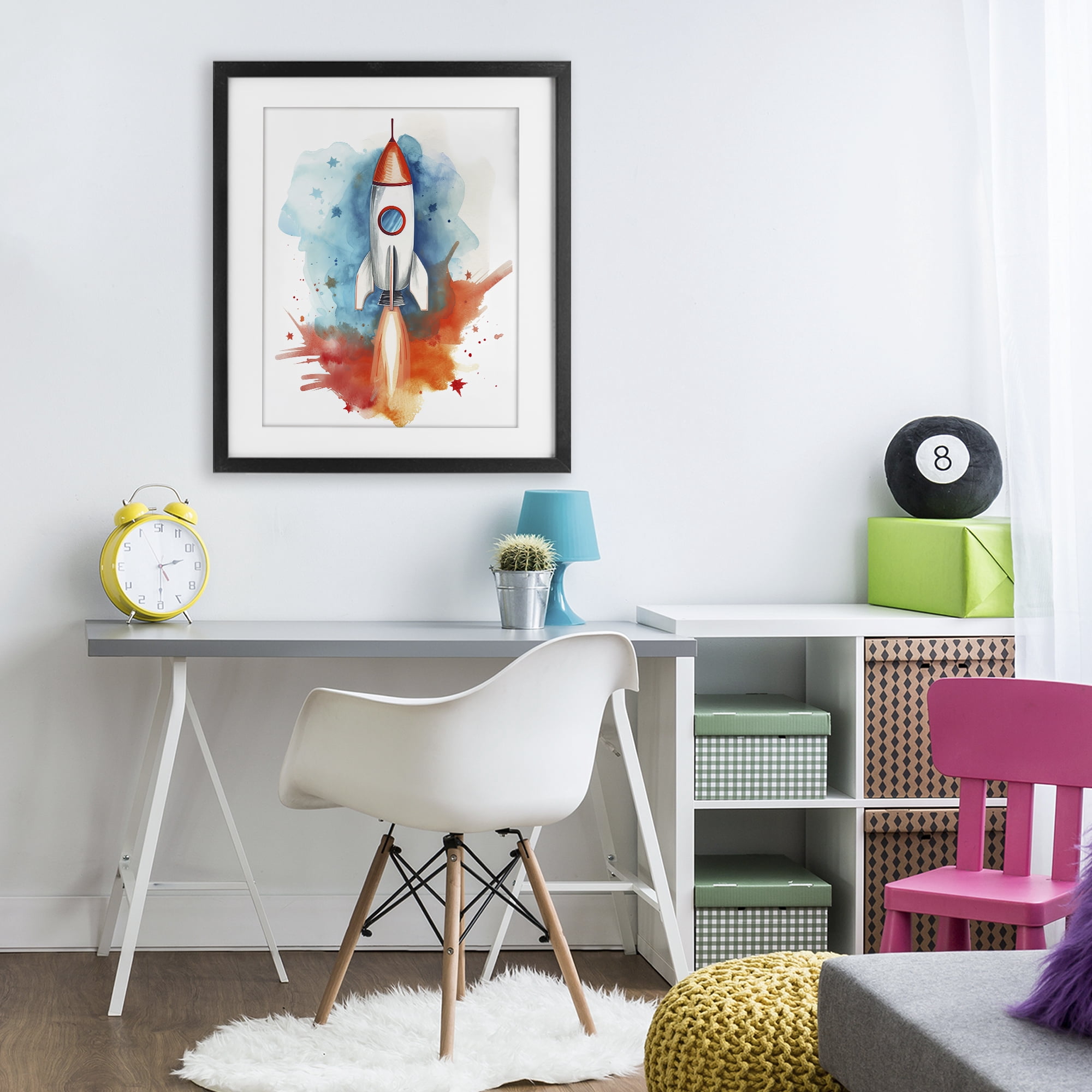Stupell Industries Rocket Launch Adventure Black Framed Print Under Glass, design by Ray Powers