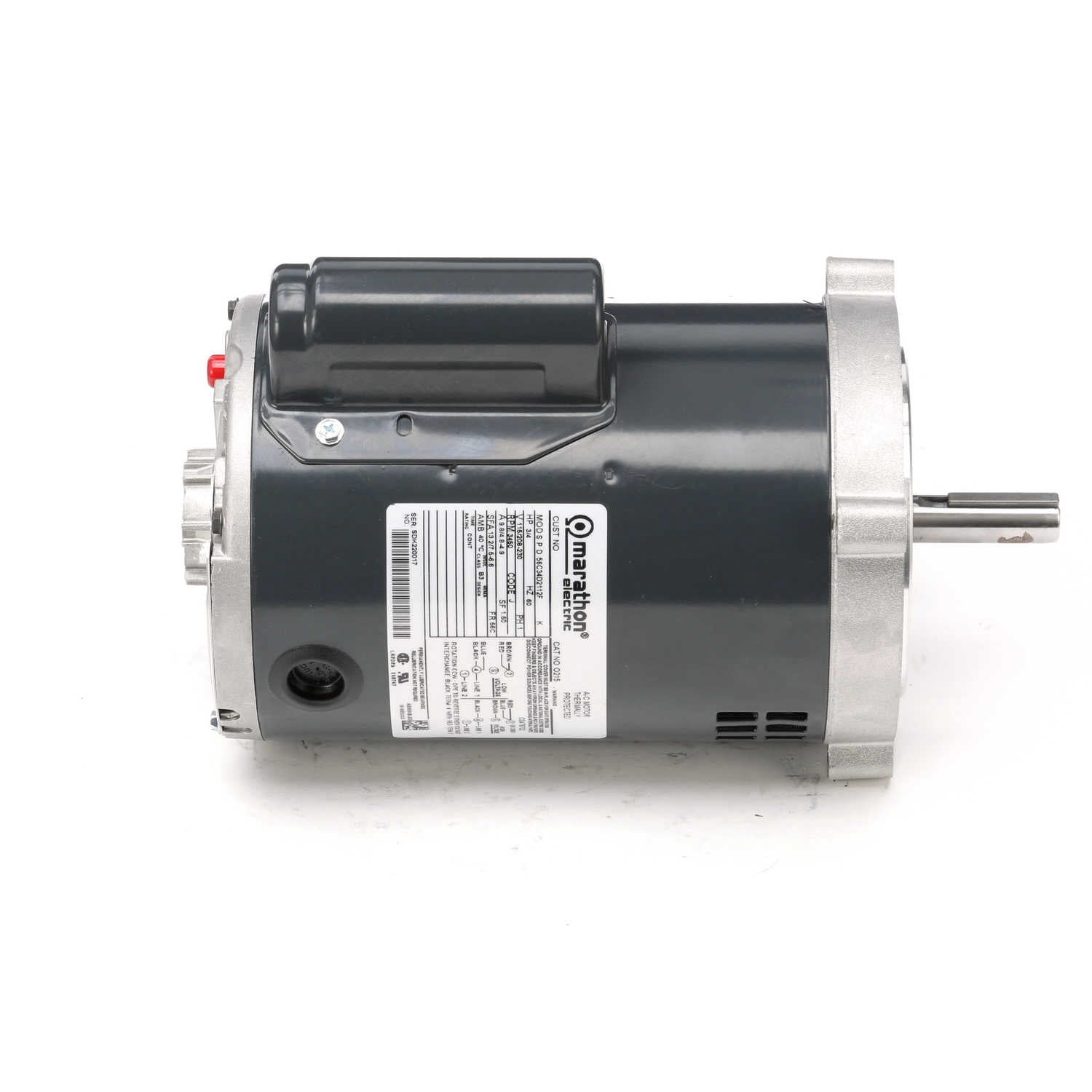 Marathon O215 Oil Burner Motor, Single Phase Capacitor Start, 3/4 hp, 3600 rpm, 115/208-230V, 9.8/4.8-4.9 amp