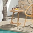 thumbnail image 4 of Costway 2 PCS Teak Wood Side Table Round Sofa End Table with Slatted Tabletop Nightstand, 4 of 10