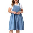 thumbnail image 2 of DARING DIVA Women's Plus Denim Overalls Jumper Jean Midi Dress 2X Light Blue, 2 of 6