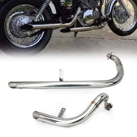 Polish Full Shots Staggered Exhaust Pipes Virago 125 250 XV125 XV250 For Yamaha 1988-2023