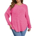 thumbnail image 2 of Fantaslook Womens Plus Size Tops Crewneck Long Sleeve Shirts Loose Tunic Tops Curved Hem Fall Pullover, 2 of 9