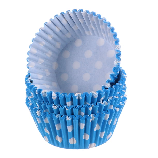 100 Contadores de Forros para Cupcakes con Puntos Azules, Tazas de Cupcake de Tamaño Estándar, Papeles para Muffins, Envoltorios para Hornear