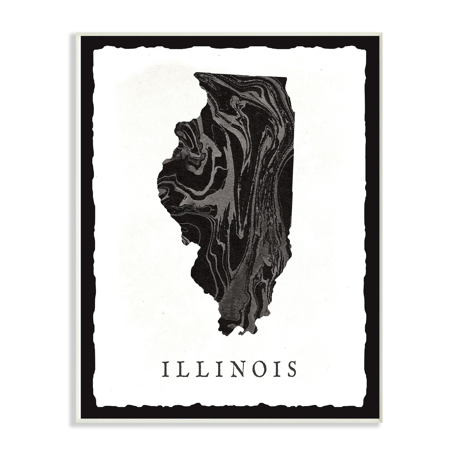 The Stupell Home Decor Collection Black and Grey Marbled Paper Illinois State Silhouette Oversized Wall Plaque Art, 12.5 x 0.5 x 18.5