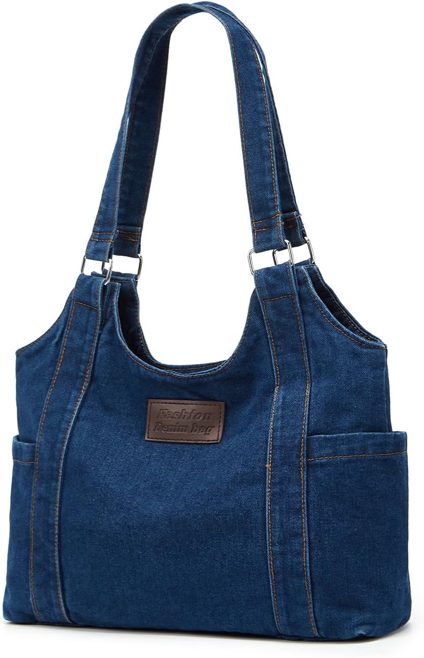 Denim Tote Bag Large Capacity Jean Purses for Women Handbags Soft Shoulder Ladies Purses