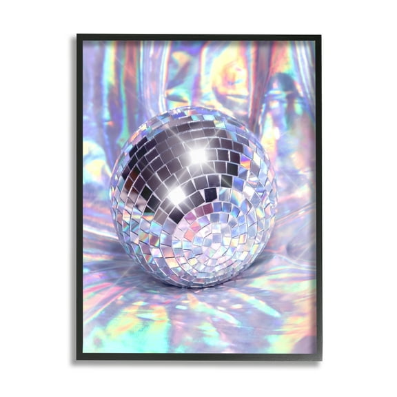 Stupell Industries Gleaming Disco Ball Beauty & Fashion Painting Black Framed Art Print Wall Art, 11 x 14