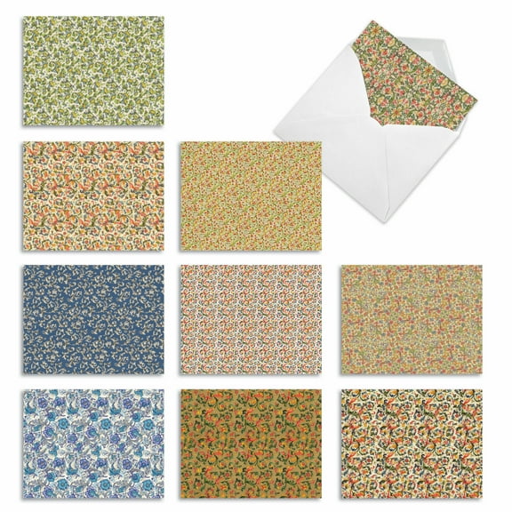 10 Assorted All Occasion Blank Note Cards with Envelopes (4 x 5.12 Inch) - FLORENTINE FLORALS