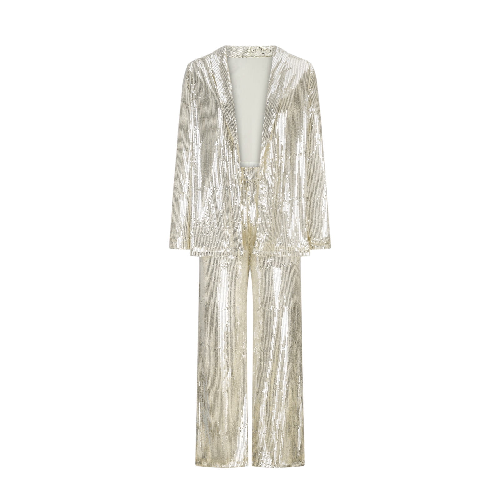 Meichang Women's Glitter Sequin Suit Sets 2 Piece Sets Business Casual Lapel Long Sleeve Blazer High Waist Wide Leg Suit Pants Sets Meichang Women's Glitter Sequin Suit Sets 2 Piece Sets Business Casual  Lapel Long Sleeve Blazer High Waist Wide Leg Suit Pants Sets - Walmart.com