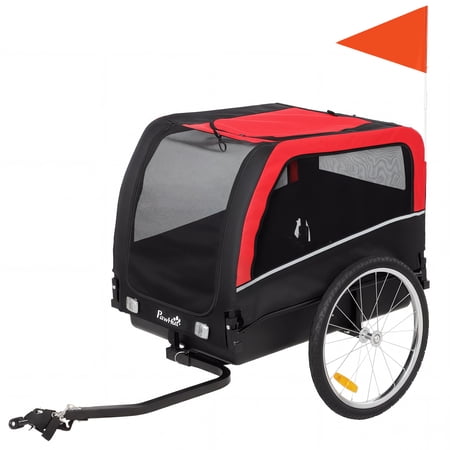 SSLZ Dog Bike Trailer, Pet Cart Bicycle Carrier with 20" Air Tires, Quick-Release Wheels, Reflectors, Flag