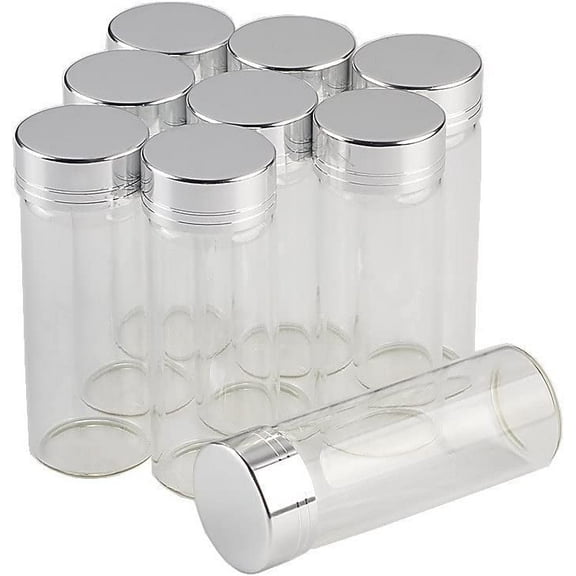 12units 30x80mm Empty Jars Glass Bottle with Aluminium Silver Color Screw Cap 40mlSealed liquid Food Gift Container (12, 40ML-Silver Lid)