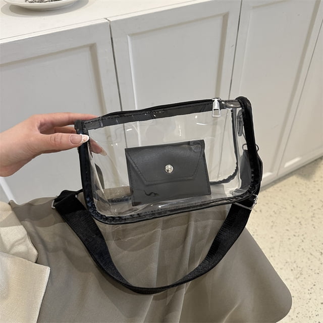 Bolso de mujer 2023 Bolso bandolera transparente PU + PVC Messenger Bag (Negro)