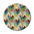 thumbnail image 1 of Geometric Mouse Pad for Computers, Retro Style Inspired Intersected Zigzag Shaped Colorful Abstract Stripes, Round Non-Slip Thick Rubber Modern Gaming Mousepad, 8" Round, Multicolor, by Ambesonne, 1 of 2