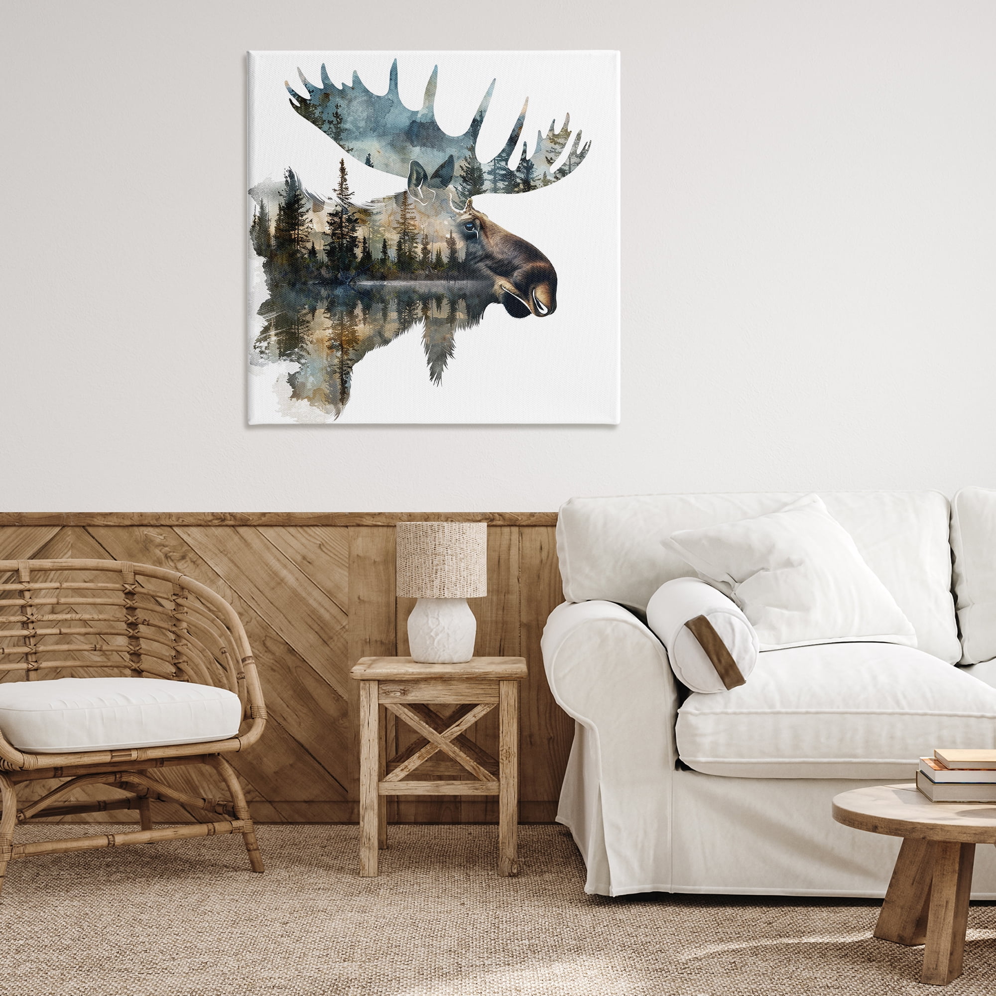 Stupell Industries Moose Head Silhouette Animals Painting Wrapped Canvas Art Print Wall Art, 36 x 36