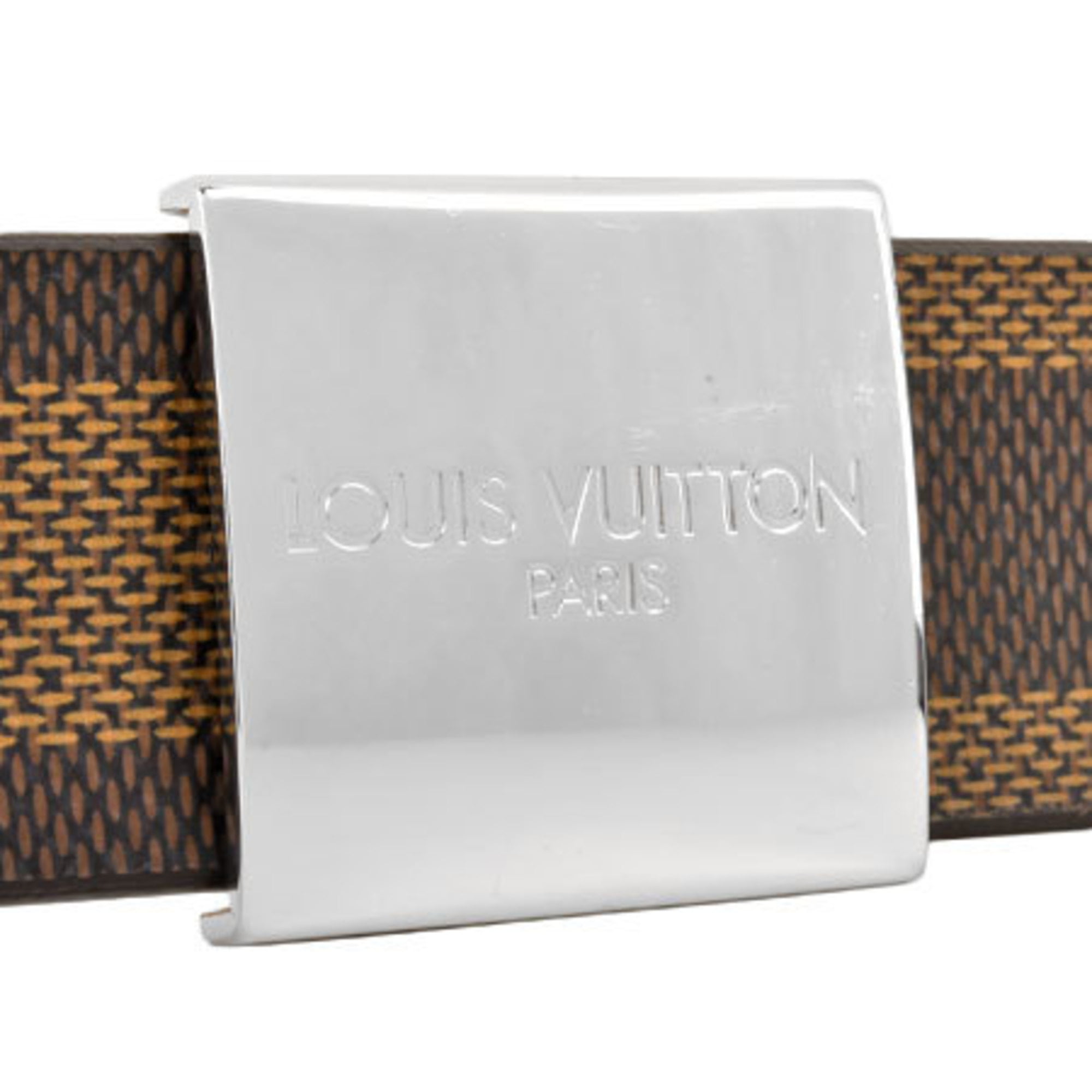 Auth Louis Vuitton Damier Ebene Saint Tulle Carre Belt 75/30 M6802 Used