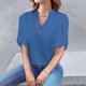 thumbnail image 2 of Mujeres Manga Corta de Verano Tops Suelto Color Sólido Cuello en V Casual Top, Blusa de Poliéster para las Mujeres, Lavado de Manos Primavera Y Moda de Verano, 2 of 7