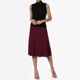 thumbnail image 6 of Joernso Women's Knee Length Skirt Summer Casual High Waisted Flared A-Line Skirt Stretchy Simple Foldover Midi Skirt, 6 of 8