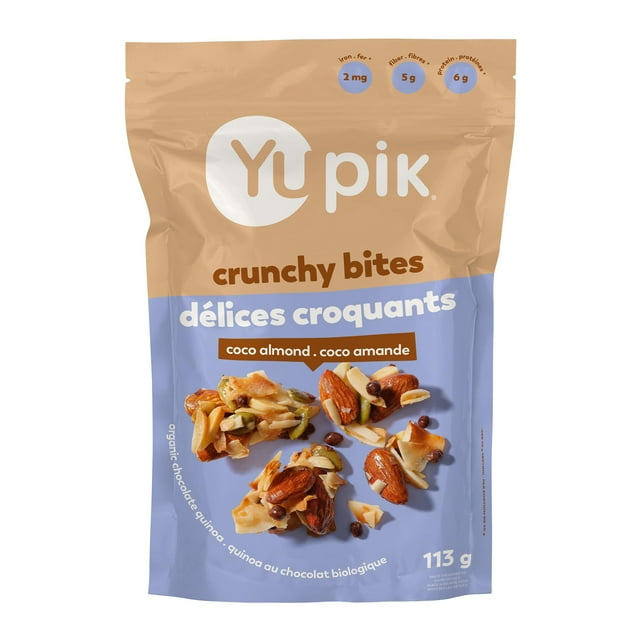 Yupik Coco Almond Crunchy Bites, 113 g, Gluten-Free, Kosher, Non-GMO, Maple Glazed Snack, Coconut Clusters with Almonds, Chocolate Quinoa Puffs & Pumpkin Seeds, Nutritious Healthy Snacks
