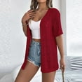 thumbnail image 4 of SwiftWear Women’s Casual Loose Solid Color Hollow-Out Short Sleeve Cardigan – Knit Tops Lightweight Summer Cardigan, 4 of 7