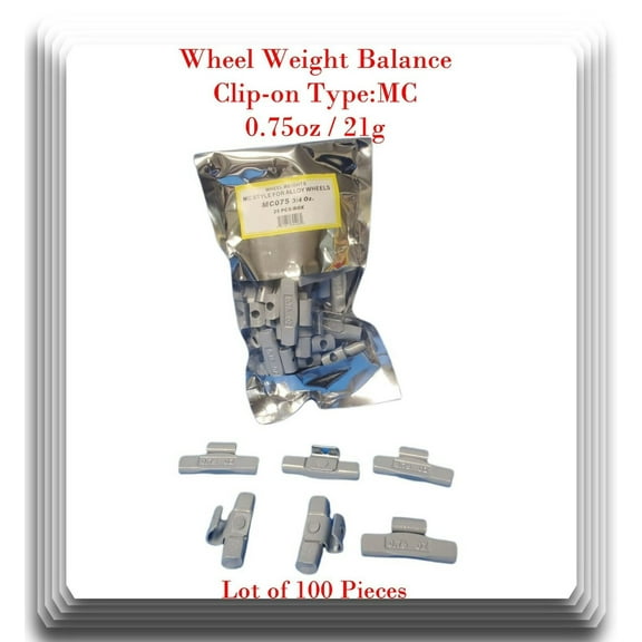 100 Pc CLIP-ON Wheel Weight Balance MC Type 0.75oz 3/4oz For All Type Alloy Rims