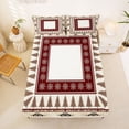 thumbnail image 5 of jejeloiu Cabin Snowflake Bed Sheets,Lodge Pattern Full Size Sheets For Boys,Beige Red,4 Pieces,1 Flat Sheet, 1 Fitted Sheet and 2 Pillowcases, 5 of 6
