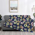 thumbnail image 2 of Honeii Sloth with Donuts print throw blanket, crafted from cozy cotton flannel, offers versatile home decor as a bedding suitable for all seasons.-80"x60", 2 of 6