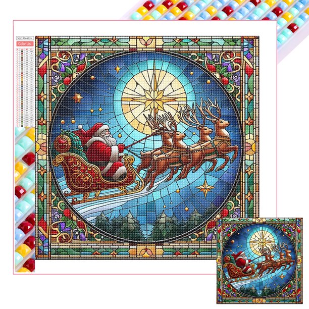 Kit 5D DIY Con Cuentas Cuadradas Completas Navidad 45x45cm