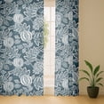 thumbnail image 6 of Vargottam Blue Fruits Print Sheer Georgette Curtains for French Doors & Balcony - 2 Panels, 96" Long, Light Filtering, Grommet Top Printed Drapes for Living Room or Lounge, 6 of 9