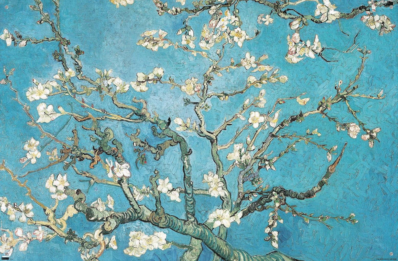Almond Branches In Bloom by Vincent van Gogh Wall Poster with Push Pins, 22.375" x 34"