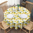 thumbnail image 3 of Yellow Lemon Fruit Slices White Pattern Round Tablecloth 60"x60",Wrinkle Wipeable Table Cloth for Kitchen Dining Room Picnic Patio Party, 3 of 6