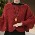 thumbnail image 4 of Bat Sleeve Knitted Shawl Women Winter Warm Pullover Irregular Hem, 4 of 5