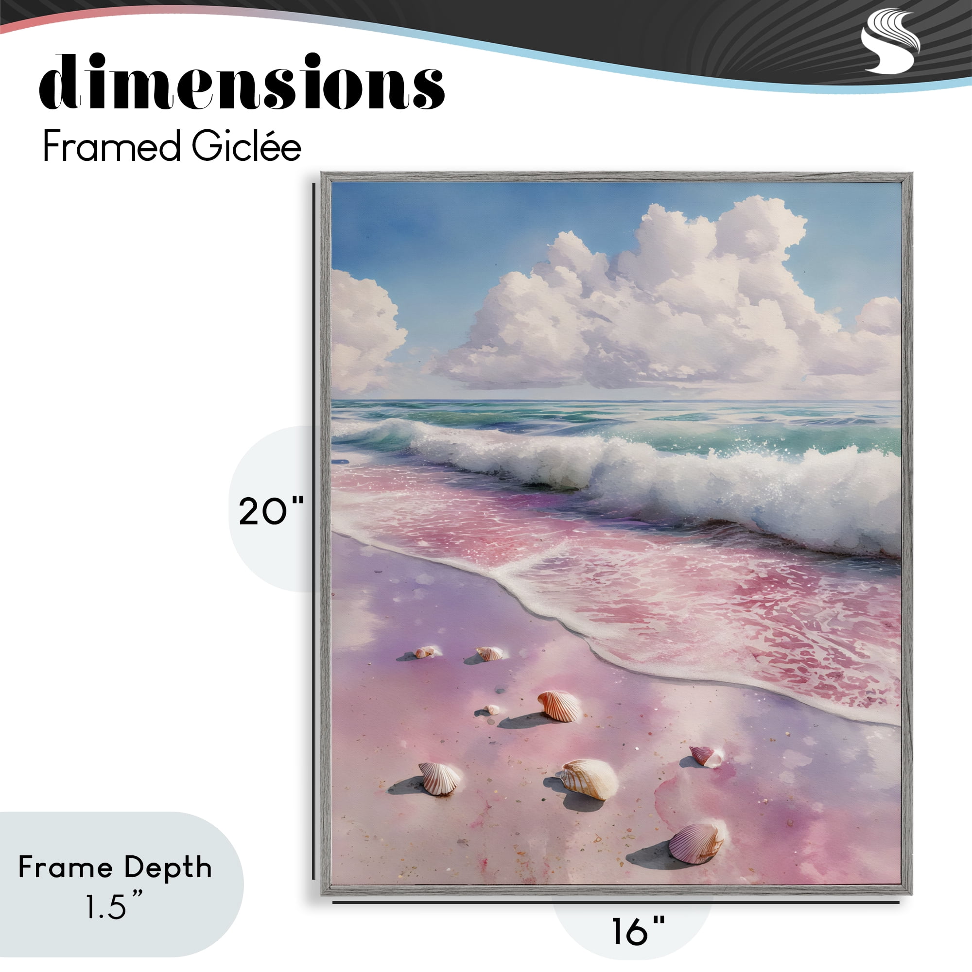 Stupell Industries Pink Sands with Scattered Shells Gray Framed Giclee Art, design by Franklyn Gregory