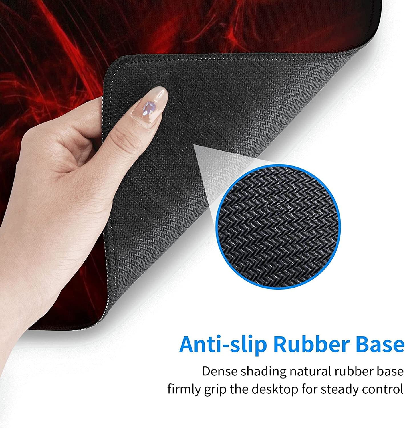 Red and Black Mouse Pad XXL Long Extra Gaming Desk Mat for Computer Keyboard Laptop Office Non-Slip Rubber Stitched Edges 31.5×11.8 Inch