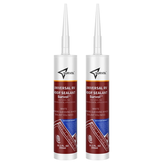 Sellador de regazo autonivelante Survol de Roof Sealant, color blanco, 300 ml, paquete de 2