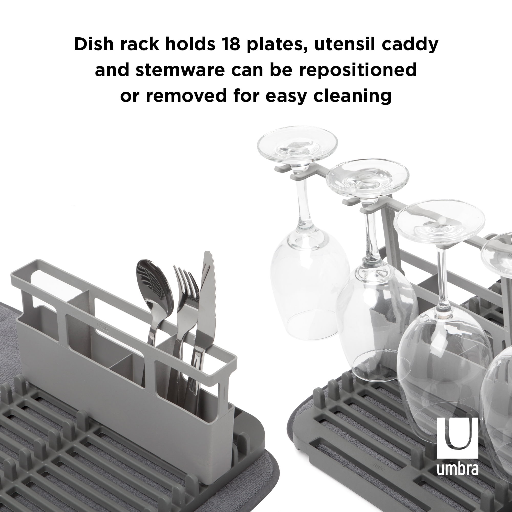 Umbra Tub Dish Drying Rack – Lightweight Self-Draining Dish Rack