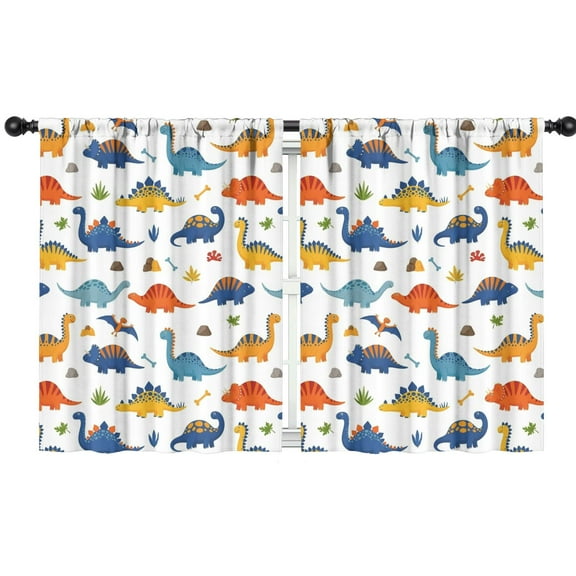 Blackout Kids Curtains,Colorful Dinosaurs Bones Pattern Childrens Insulated Curtains Set Of 2,Bedroom Essentials,Toddler Room Decor 42"x54"