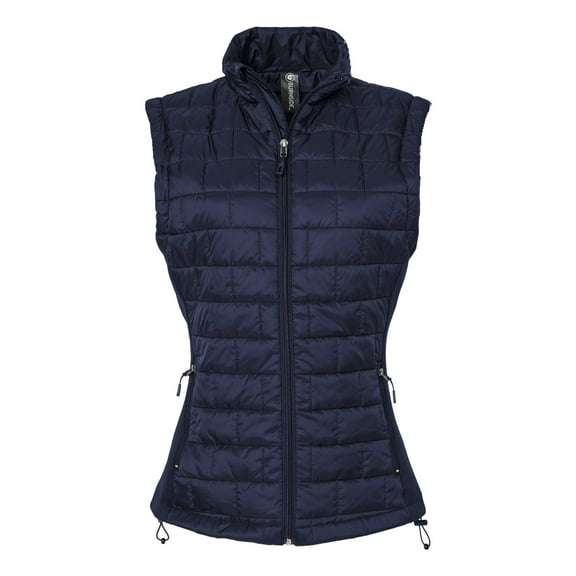 Burnside B5703 Ladies Box Quilted Puffer Vest-Navy-L